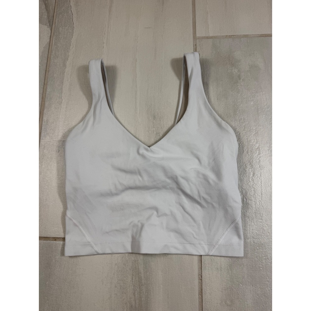 Lululemon Align Tank Top White Tan Size 2 Cropped Yoga Camisole LW1DUDS